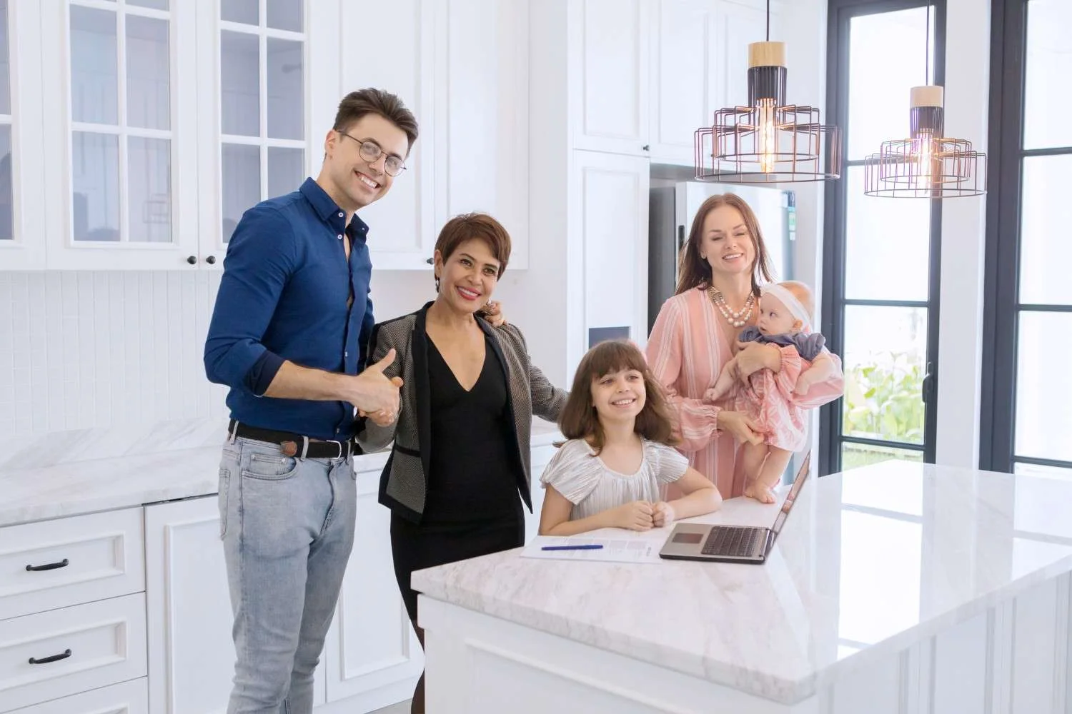 Happy family in their living room